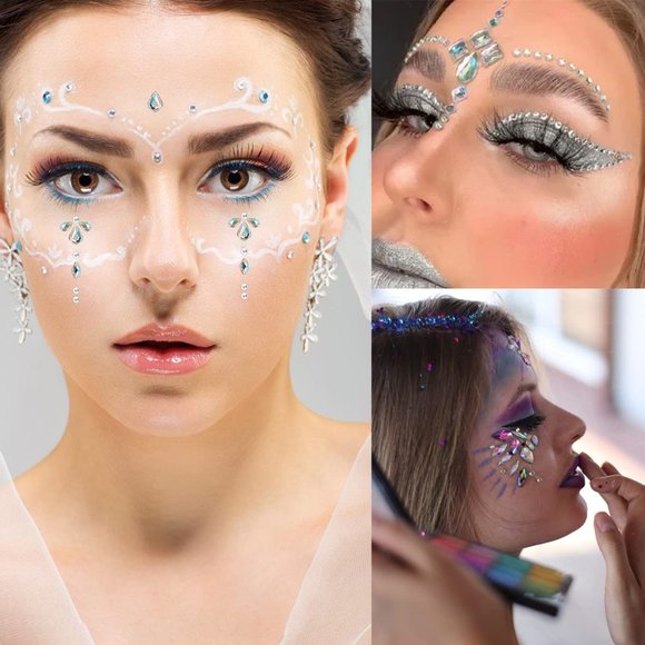 2 Sheets Self Adhesive Rhinestones for Makeup Eyes Face Jewels - Picture 6 of 7